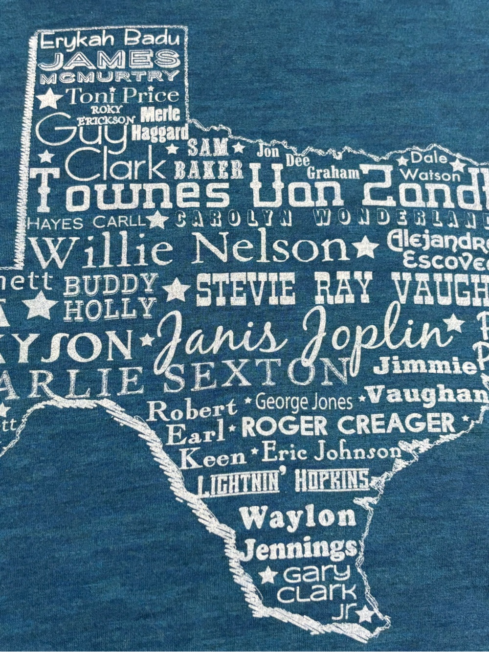 Alternative Women’s Blue Texas Music Graphic Print Crew Neck Tee Short Sleeve S